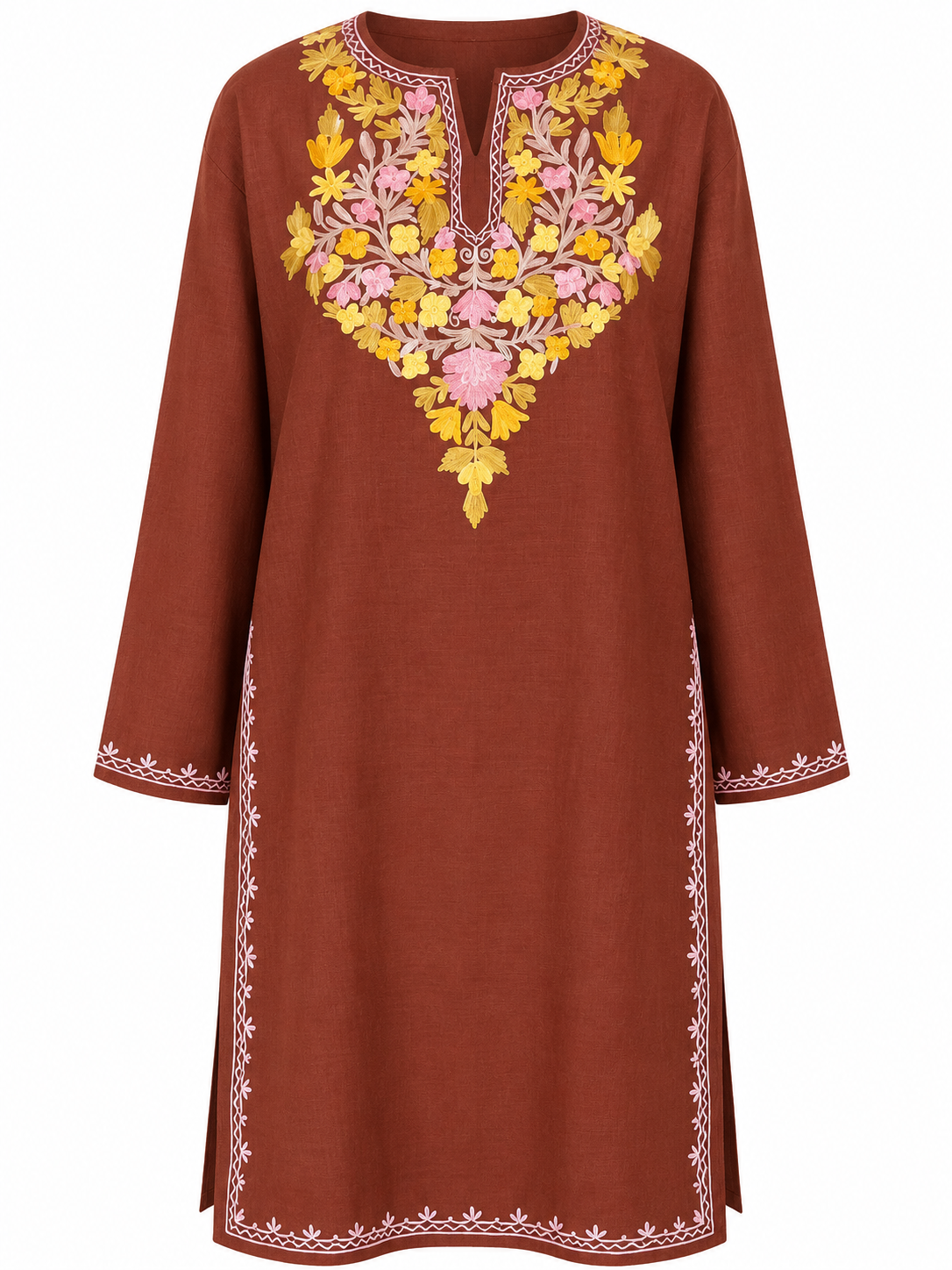 Kashmir Aari cotton Co-Ord Set | Grayish Brown